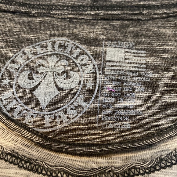 NWT AFFLICTION Size L Gray Short Sleeve Shirt Cut Out Neckline MSRP $54 - Picture 4 of 15